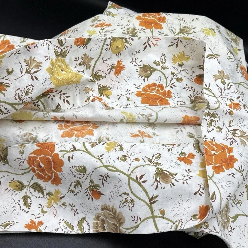VTG JC Penny Juliet Orange Autumn Gold Floral Twin sheet Set w/pillow Case